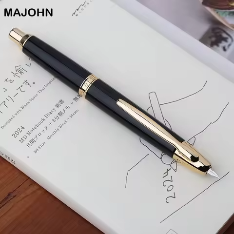 MAJOHN A1 Colorful Press Metal Fountain Pen Retractable With Gold/Black Clip Office School Supplies 