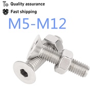 304 Stainless Steel Hollow Screw Nut Set M5-M12 Hexagon Socket Hollow Threading Combination Screw Ma
