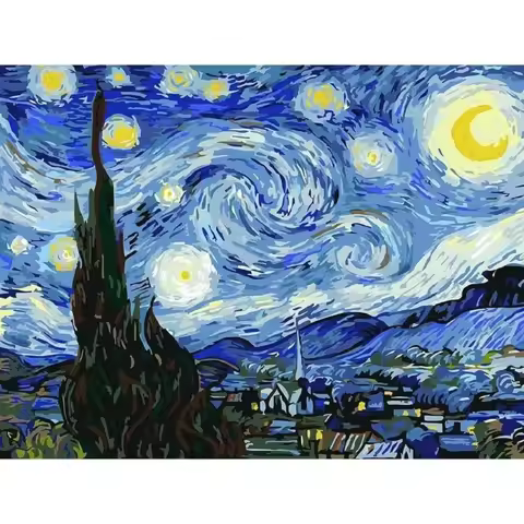 Iconic Van Gogh Starry Night Artwork Jigsaw Puzzle 500/1000/1200/2000PCS Stress Relief Puzzle Wall A