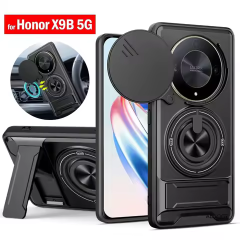 Funda for Honor X9B 5G Case Rotatable Slide Camera Protection Ring Stand Shockproof Cover Capa for H