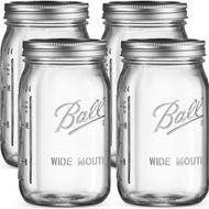 32 oz wide mouth ลูกบอลกว้าง 32 ozโหลแก้วmason jar Ball Mason 946ml American Mason Jar แก้ว Jar ปิดผ