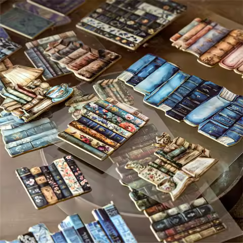 2 sheets Vintage Book Exhibition Room Sticker 3D stickers DIY Scrapbooking Journal Collage Diary Alb