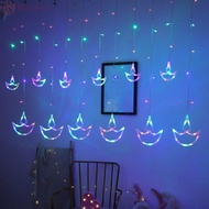 [COD] Diwali Light, USB Plug Heart Shape Curtain Light, Diwali Decoration Brilliant Night Happy Diwa