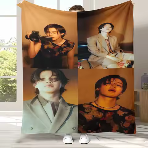 Jimin Kpop B-BTS Star Flannel Blanket,Ultra Soft Warm Plush Throw for Home Bedroom Bed Sofa Cover Of