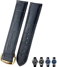 21mm 20mm 22mm Cow Leather Watch Strap for Omega Seamaster 300 Speedmaster Watch Bands (Color : 10mm Gold Clasp, Size : 20mm)