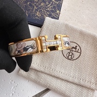 HERMES H logo金色琺瑯手環
