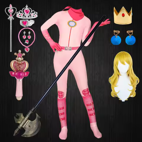 Cosplay Girl One-piece Pink Princess Peach Battle Suit Bodysuits Children's Game Show Super Bros Jum