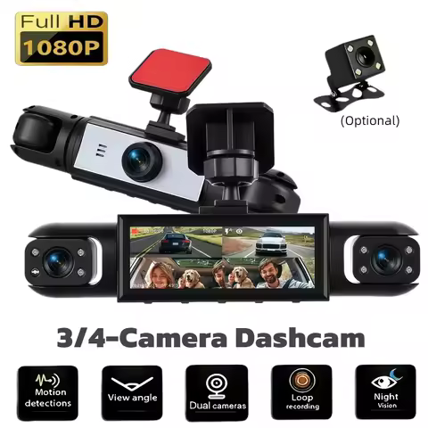 Panoramic Dash Cam with 360-Degree Coverage, featuring night vision, 24-hour parking mode, G-sensor,