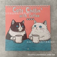 New Product 2026 Cat Cafe Calendar2026 Cat Coffee Calendar Desktop Cartoon Desk Calendar Readystock1