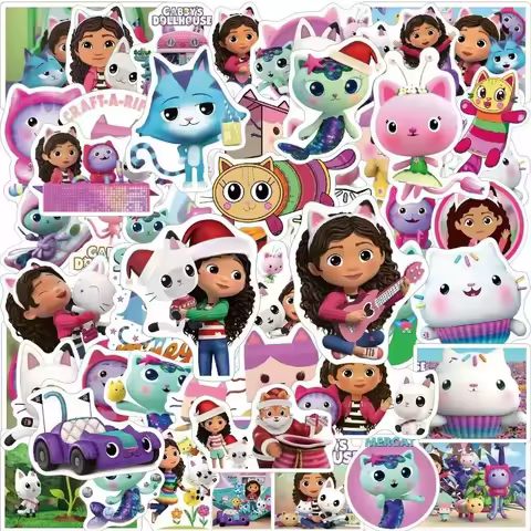 50pcs Animation Gabby’s Dollhouse Cartoon Graffiti Stickers Decals Suitcase Guitar Laptop Computer D
