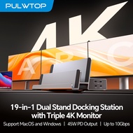 PULWTOP Laptop Docking Station 3 Monitor with Dual Stand 100W PD 3 HDMI + 2 DP 4K USB A/C Data/Charg