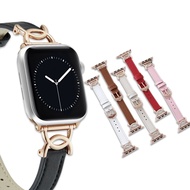 【J.S.優品】都會花漾 雙C環 Apple Watch 38mm/40mm/41mm 通用型金屬扣質感皮革錶帶