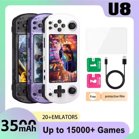 Linux System U8 IPS Screen 4.0-inch Retro Video Game Console Handheld Portable Pocket Video Game Pla