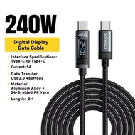 ESSAGER 超大功率 240W 5A 大電流 2M Type C 轉 Type C 充電線 數位快充數據線 mceckp 1990 ESSAGER ultra-high power 240W 5A