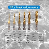 6-Piece Titanium Coated HSS Spiral Flute Tap & Drill Set | Metric M3-M10 | Machine Use