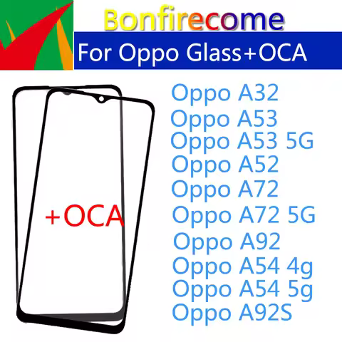 10Pcs\Lot For Oppo A32 A52 A72 A92 A922s A53 A54 4G 5G LCD Front Touch Screen Glass Outer Lens With 