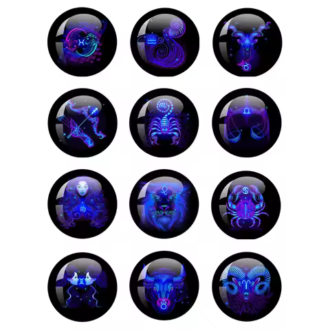12 Zodiac Sign 12mm-40mm Photo Glass Dome Cabochon Handmade Creative Jewelry For Birthday Gifts For 