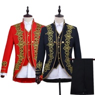 [Quick Shipment] European Style Men's Love Palace Dress Three-Piece Set Inlaid Golden Flower Europea