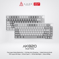 Best Seller Ajazz AK820 Dual Tone 75% Mechanical Keyboard Wired White Backlight Grey Keycaps SALE