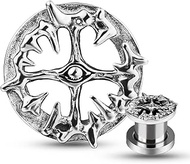 2Pcs Cool Ear Gauges Plugs Tunnels for Women & Men, Hypoallergenic Surgical Stainless Steel 316L Ear