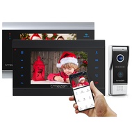 TMEZON Wireless WIFI Video Doorbell Intercom System 2 Unit and Monitor Door Phone IP 4 Wire 7 Inch E