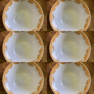 mangkok lis emas morito mangkok cantik 7” keramik mahkota emas - 6pcs