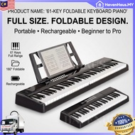 【READY STOCK】Beginners Folding Keyboard 61-Key Piano – Portable & Rechargeable Perfect for Kids