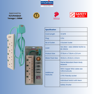 (✨HARI RAYA✨) Morries extension plug socket cord electric 1.5M 4 5G surge protector Suis Lanjutan El