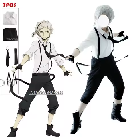 BSD Atsushi Nakajima 코스프레 Costumes Shirts Pants Set Anime 코스프레 Uniform Wig Halloween Christmas Party