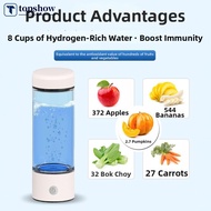 TOPSHOW 450ml Hydrogen-Rich Water Cup Electric Hydrogen Absorption Water Generator Bottle Filter Por