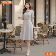 Đầm thiết kế BEMINE cổ đức có đai eo dáng chữ A phù hợp đi chơi-B143