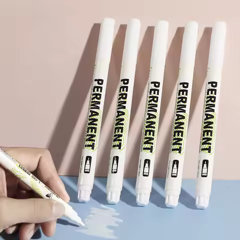 8 pcs White Marker Pens Water-Based Highlight Pen 1.0 Waterproof Advertising Hook Pen Paint Repair M