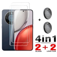 4in1 Screen Protector for Honor X9d 5G Clear Tempered Glass Film Soft Fibre Glass Camera Lens Protec