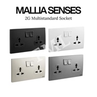 Legrand Mallia Senses Multistandard Single Double Socket – Champagne, White, Dark Silver, Black