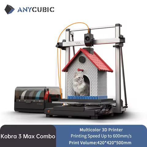 ANYCUBIC Kobra 3 Max FDM Multi Color 3D Printer with Up to 600mm/s Print Speed Build Volume 500*420*