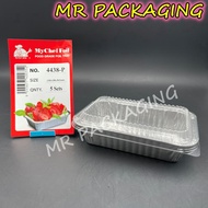 4438 - P Aluminium Foil Tray with Clear Lid [ 5sets ± ] Rectangle / Rectangular My Chef Foil Tray 44