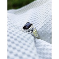 PERMATA AKIK YAMAN HITAM ASLI SILVER 925