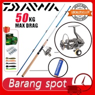 DAIWA Fishing Rod Set Joran Pancing 1 Set Barang Mancing Set Fishing Combo Full Set Reel Spining