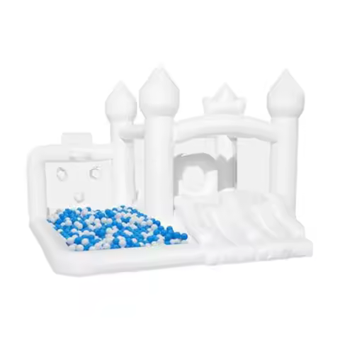 White Bounce House for with Ball Pit Blower Included Bouncy Castle with Double Slides for Indoor Out