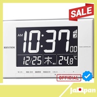 【Direct From Japan】Rhythm (RHYTHM) Alarm clock, electric wave clock, thermometer, calendar, LED light type, white 12x19.4x2.1cm 8RZ209SR03