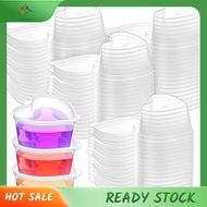 [luxiang.th] 100 Sets 1.5 Oz Clear Heart Shaped Jello Cups with Lids, Small Condiment Containers, Di