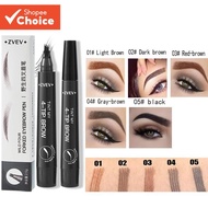 Four-Prong Eyebrow Pencil - Natural Hold, Hair-Like Strokes, Waterproof & Smudge-Proof Makeup Eyebro