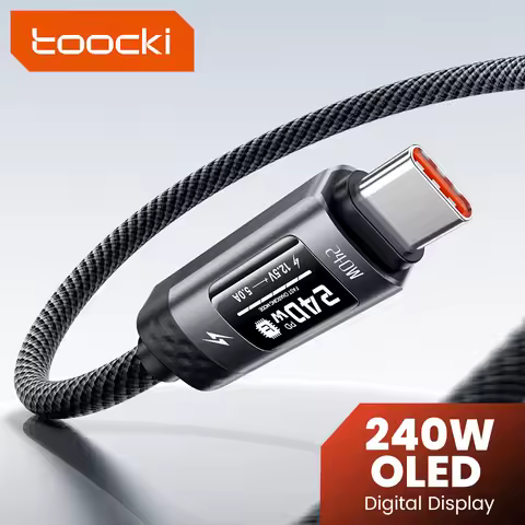 Toocki 240W Type C To USB C Cable Fast Charging PD3.1 OLED Digital Display Type C to Type C Cable Fo