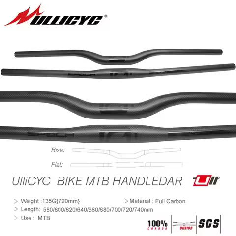 Ullicyc Mountain Bike Carbon Fiber Bike Handlebars Flat Handlebars or Raised Handlebars Mountain Bik