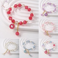 【E.five】 Couple Bracelet Glass Kitty Daisy Bracelet Niche Design Sense Frizzling Bead Bracelet E