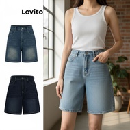 Lovito Denim Shorts for Women LNA19020 - Spring/Summer Collection, Multi-color Pocket Pants (Seluar 