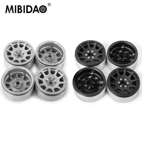MIBIDAO 4Pcs 1.9 Inch Metal Alloy Beadlock Wheel Rims for AXIAL SCX10 D90 CC01 TRX-4 1/10 RC Crawler