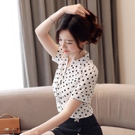 Áo sơ mi nữ ngắn tay cổ trụ chấm bi VE911 Thời trang EMEY LUXURY Chất kate thoáng mát lên form chuẩn