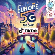 EUROPE + UK SIM CARD 4G/5G HIGH SPEED Unlimited DATA (5 -30days) *24 HOURS USAGE*