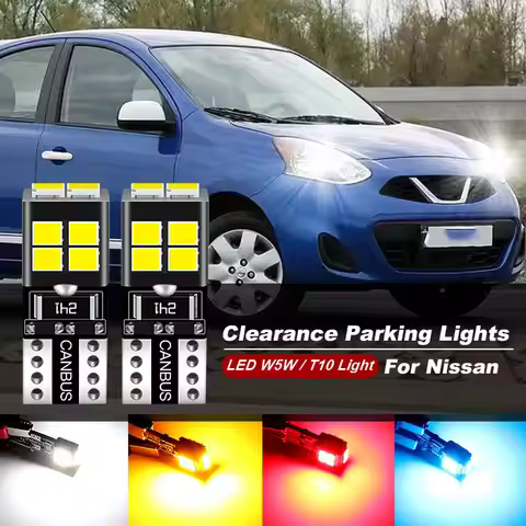 2PCS T10 For Nissan Micra K14 2017-2023 Canbus LED Super Bright 12V Car Accessories 12V Clearance Li